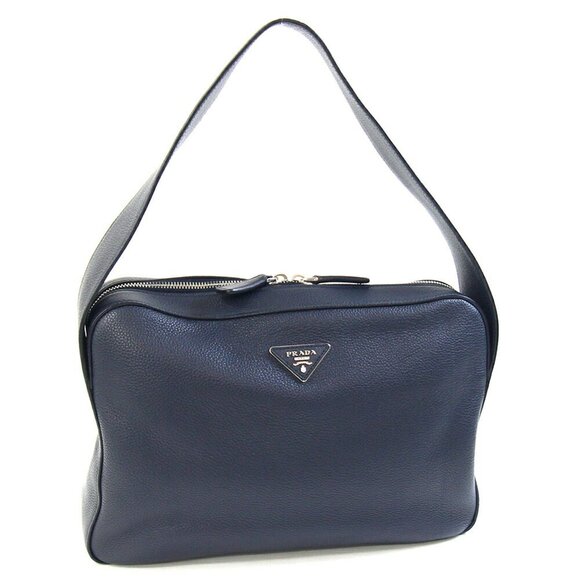 PRADA Navy Leather Shoulder Bag - Picture 1 of 9